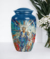 stained glass urn for human ashes.