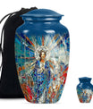 stained glass urn for human ashes.