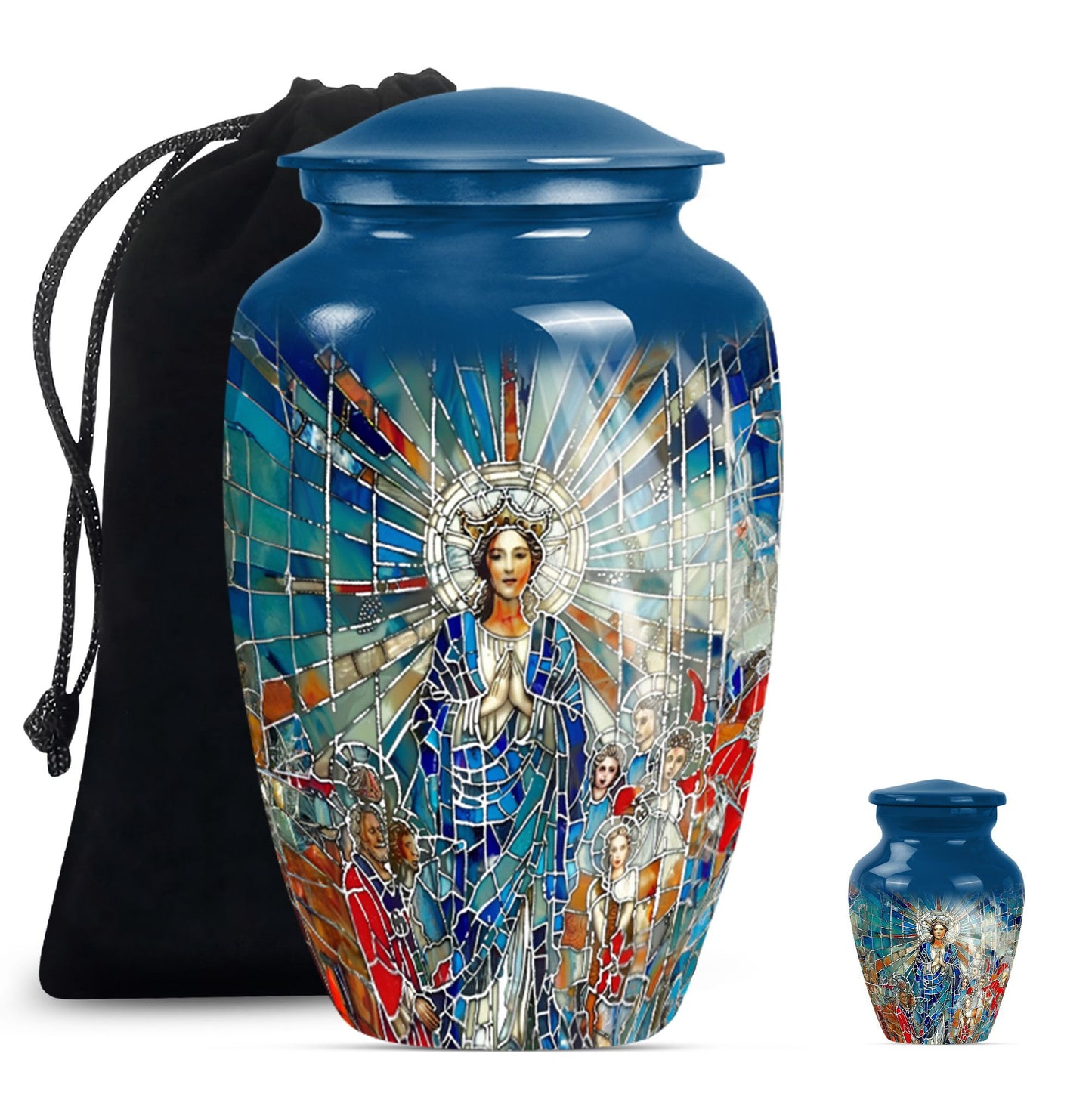 stained glass urn for human ashes.