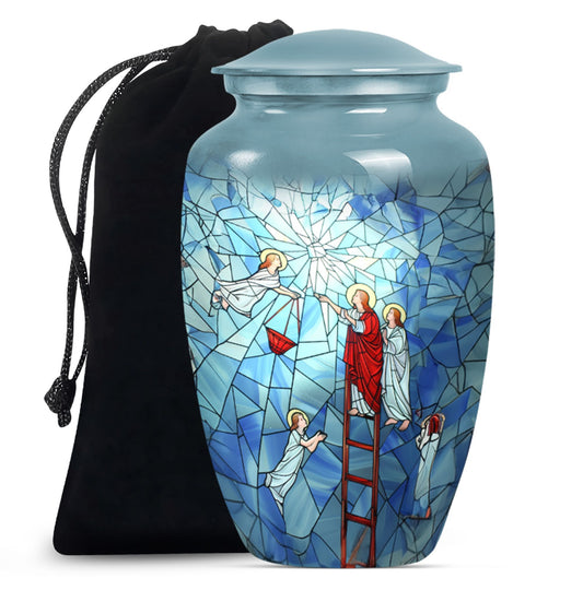Stained glass classic cremation urn.