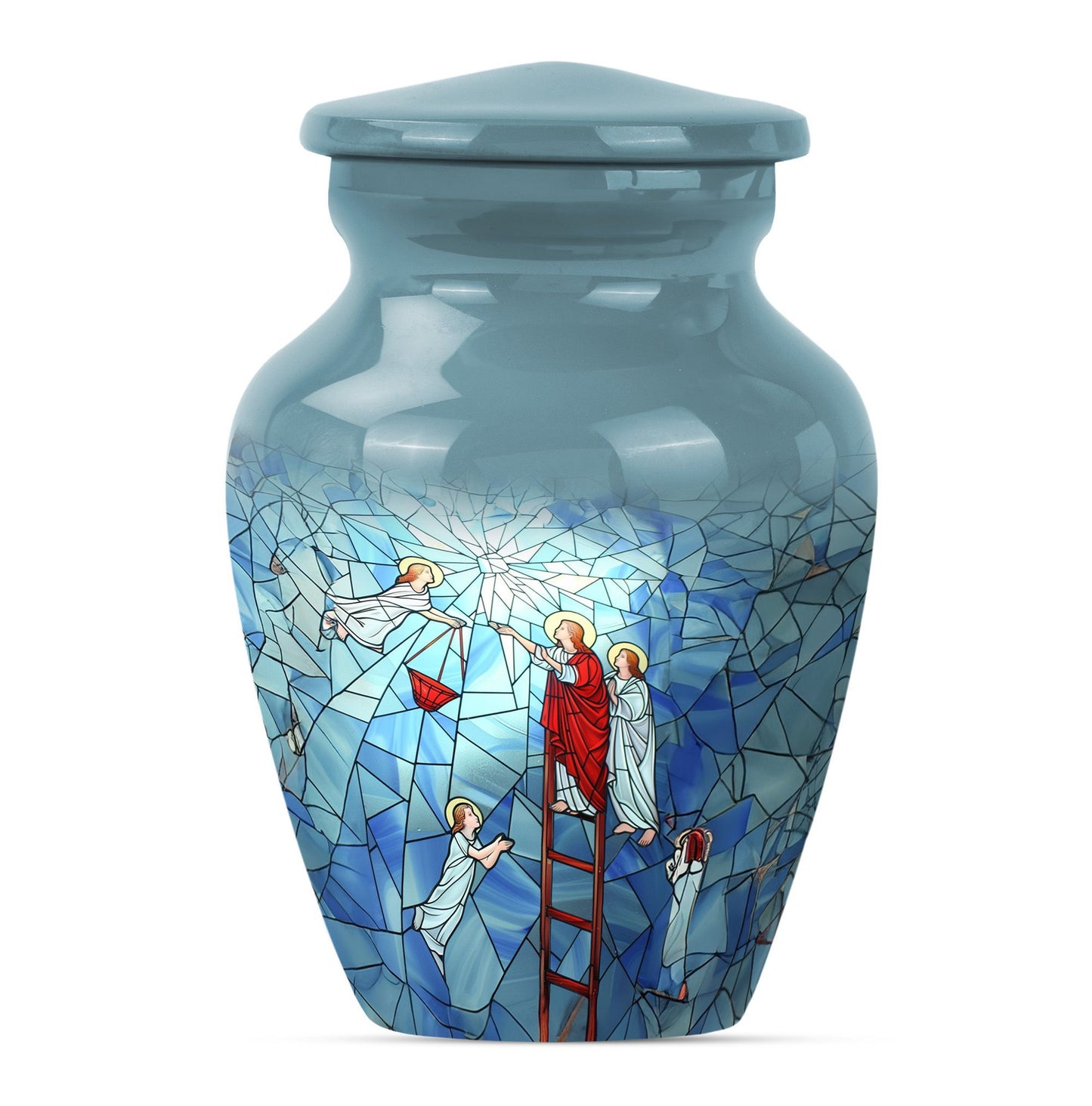 Stained glass classic cremation urn.