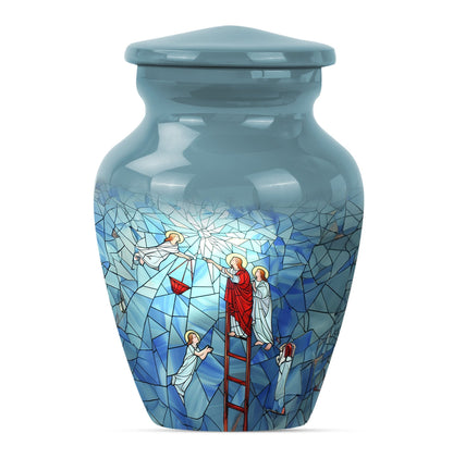 Stained glass classic cremation urn.