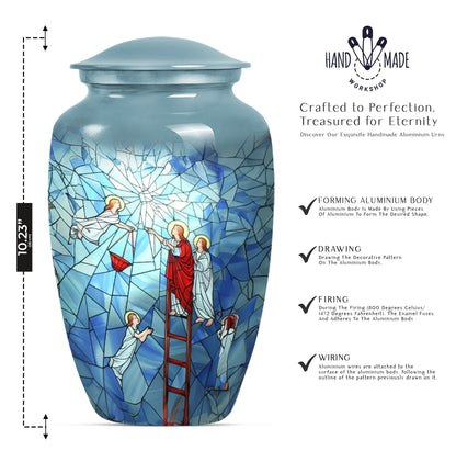 Stained glass classic cremation urn.