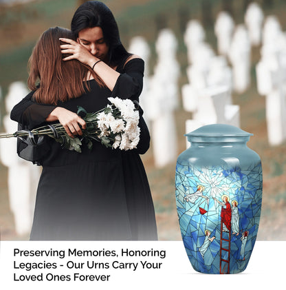 Stained glass classic cremation urn.