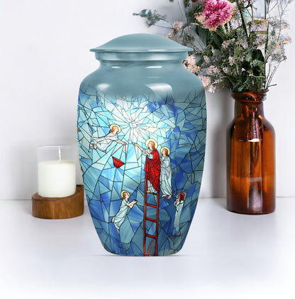 Stained glass classic cremation urn.