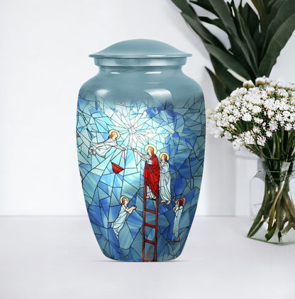 Stained glass classic cremation urn.