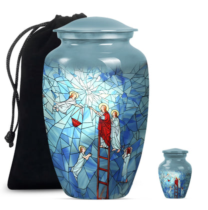Stained glass classic cremation urn.