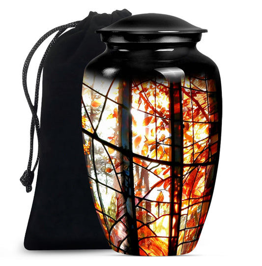 classic stained glass urn for men's memorial, customizable 