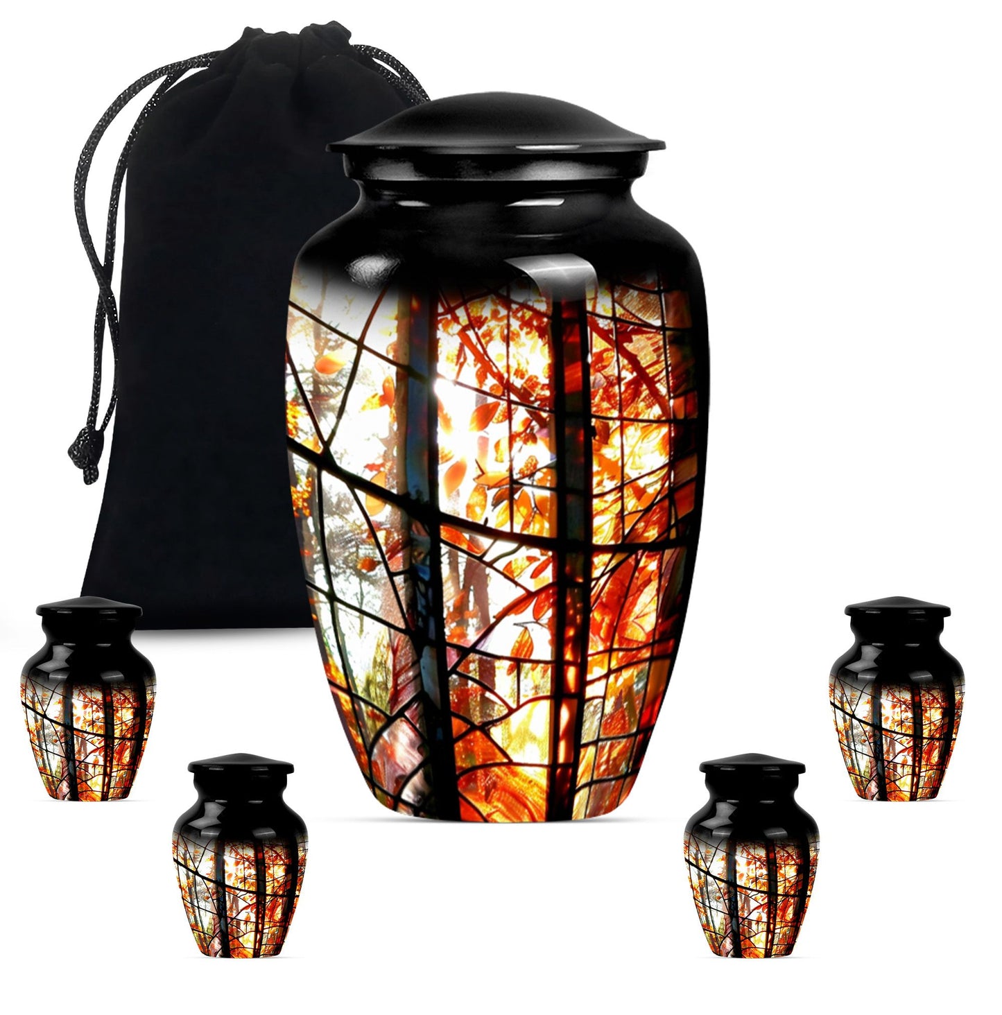 classic stained glass urn for men's memorial, customizable 