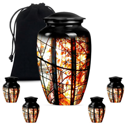 classic stained glass urn for men's memorial, customizable 