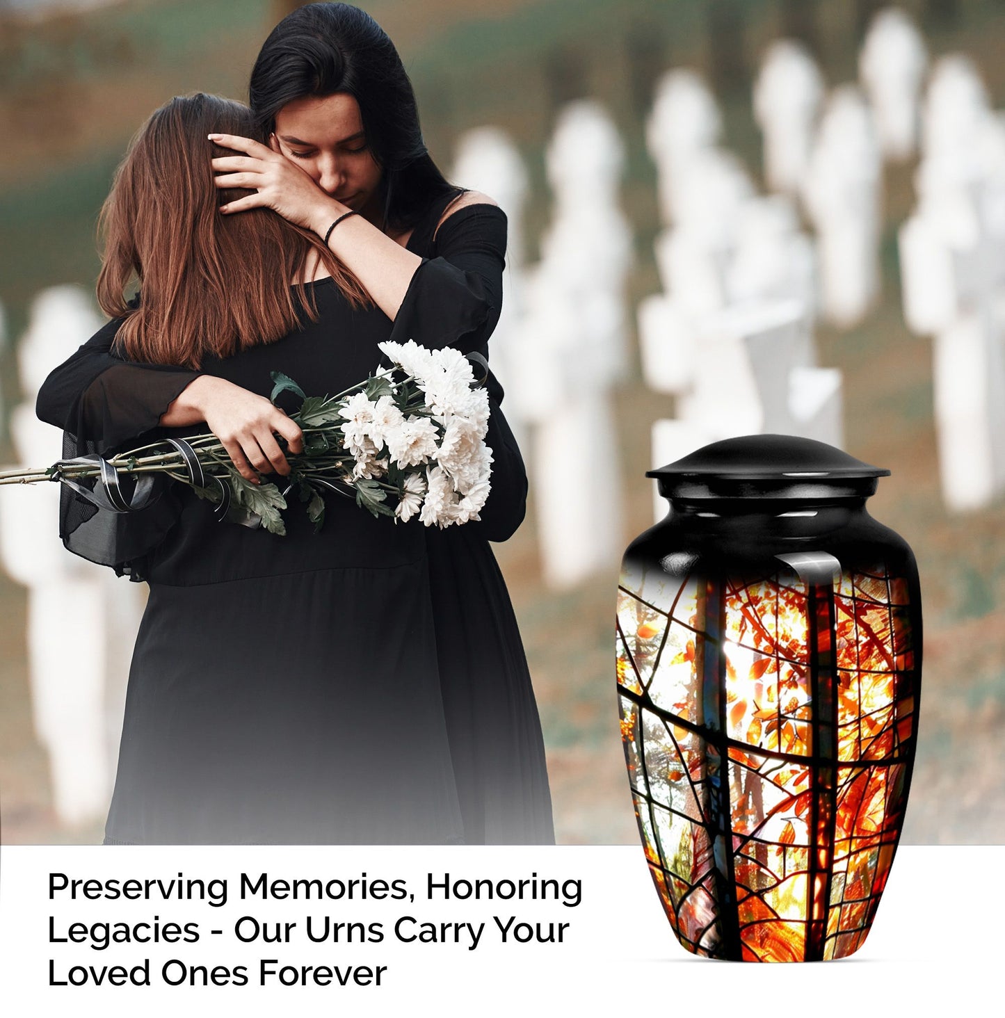 classic stained glass urn for men's memorial, customizable 