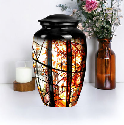 classic stained glass urn for men's memorial, customizable 