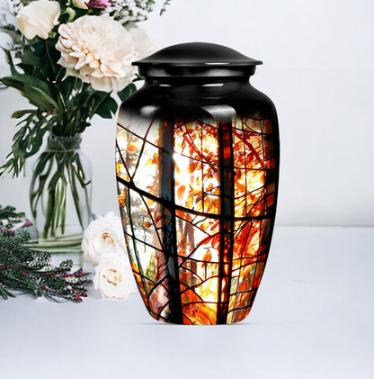classic stained glass urn for men's memorial, customizable 