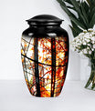 classic stained glass urn for men's memorial, customizable 