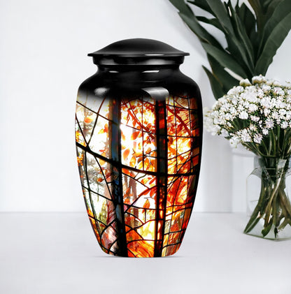 classic stained glass urn for men's memorial, customizable 