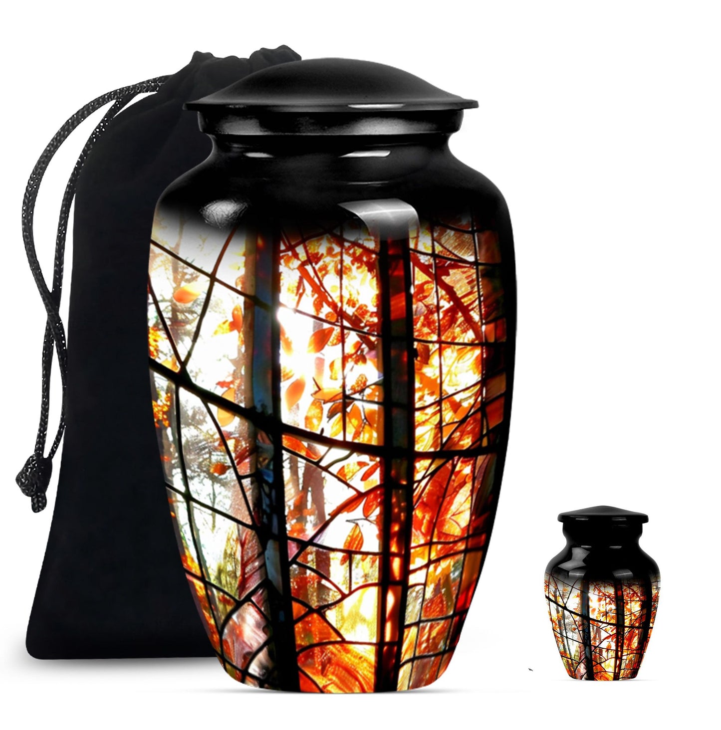 classic stained glass urn for men's memorial, customizable 