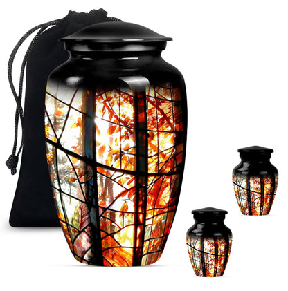 classic stained glass urn for men's memorial, customizable 