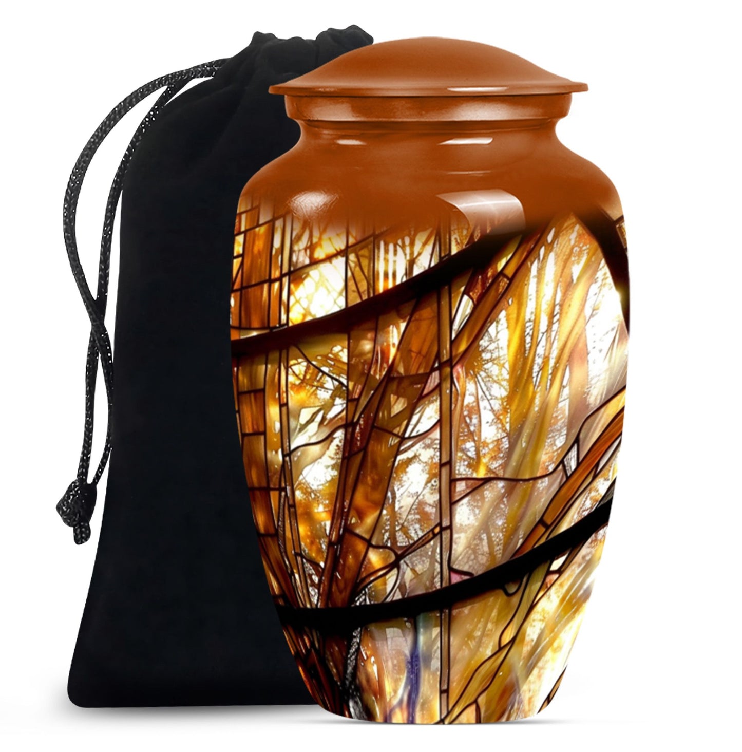 Stained glass classic large urn for men ashes.
