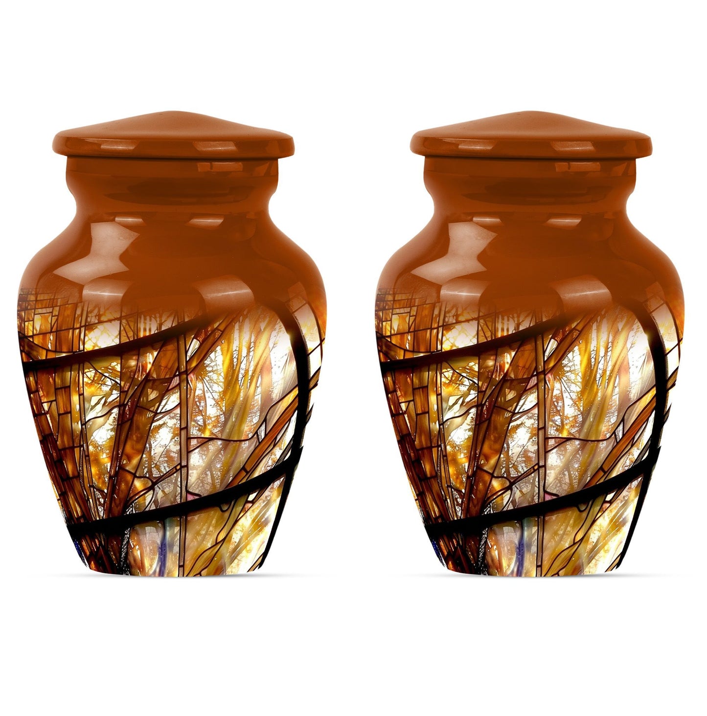 Stained glass classic large urn for men ashes.
