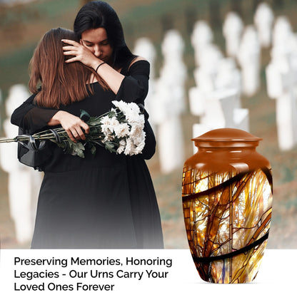 Stained glass classic large urn for men ashes.