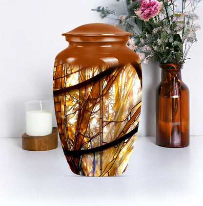 Stained glass classic large urn for men ashes.