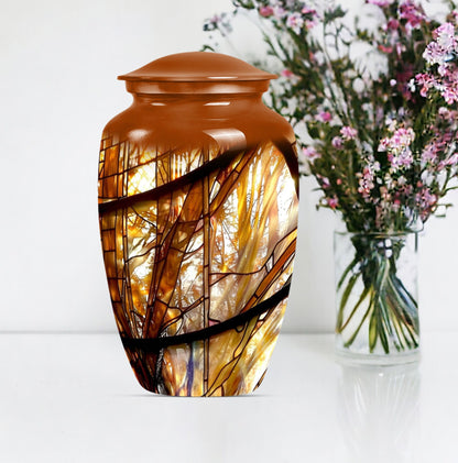 Stained glass classic large urn for men ashes.
