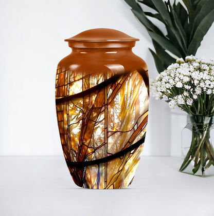 Stained glass classic large urn for men ashes.