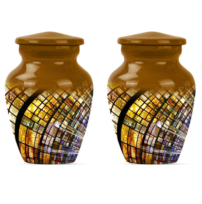10-inch classic abstract stained glass cremation urn for male, aluminium made