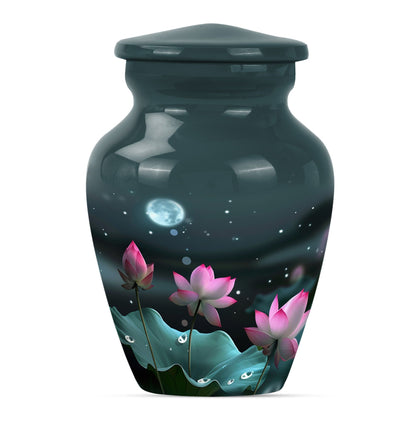 Classic abstract Lotus Urn in aluminium for funeral ashes