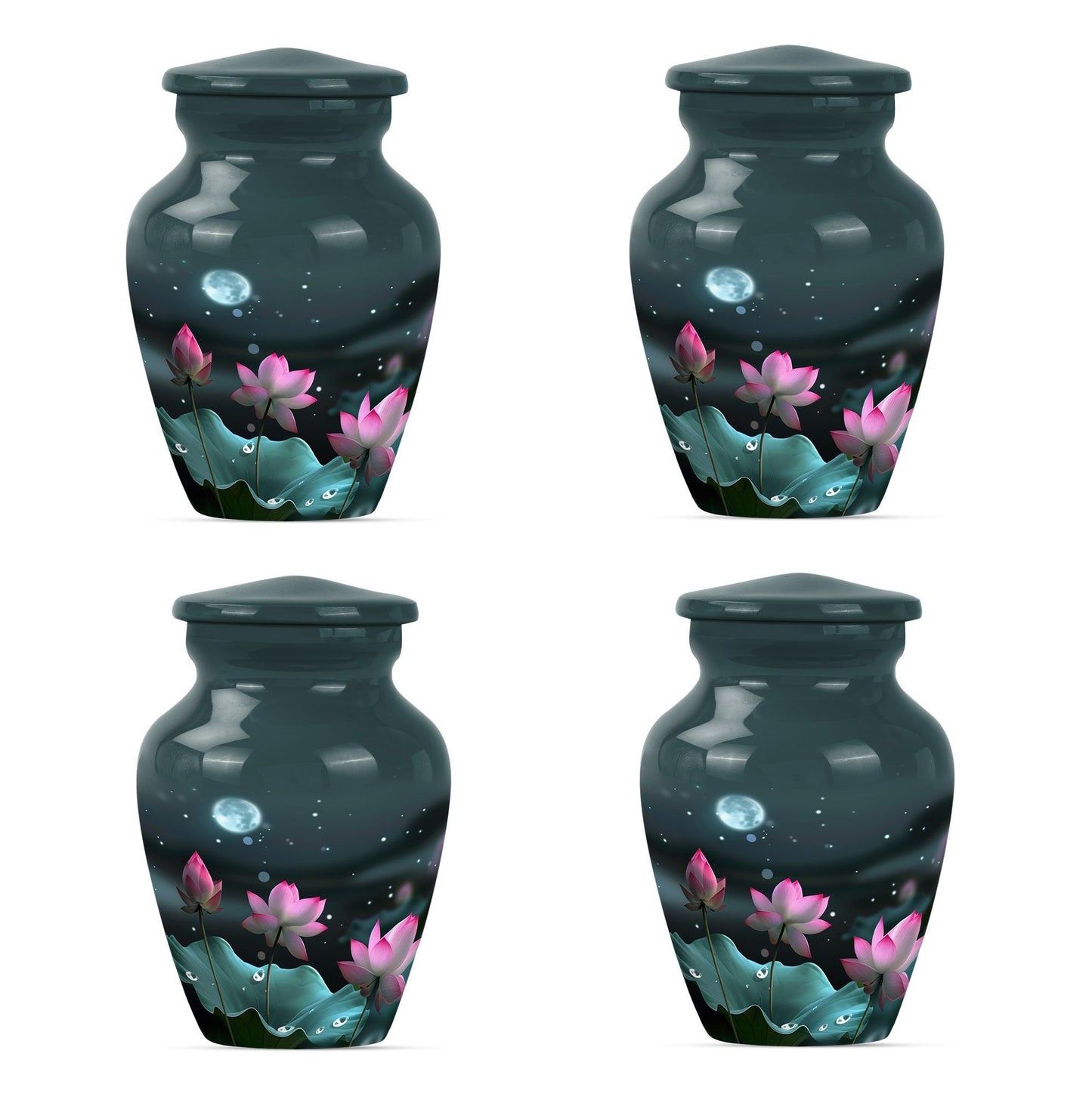 Classic abstract Lotus Urn in aluminium for funeral ashes