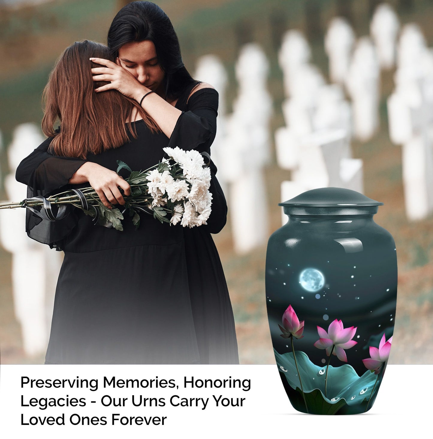 Classic abstract Lotus Urn in aluminium for funeral ashes