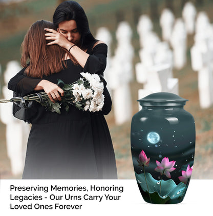 Classic abstract Lotus Urn in aluminium for funeral ashes