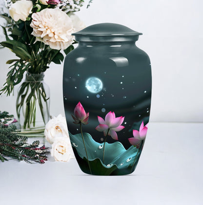 Classic abstract Lotus Urn in aluminium for funeral ashes