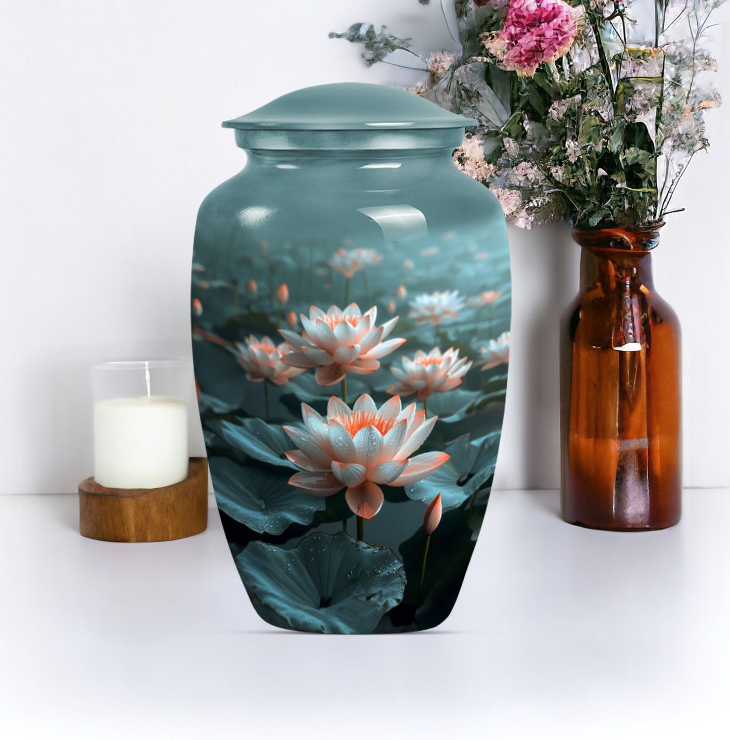 Lotus Urn for mother's cremation ashes.