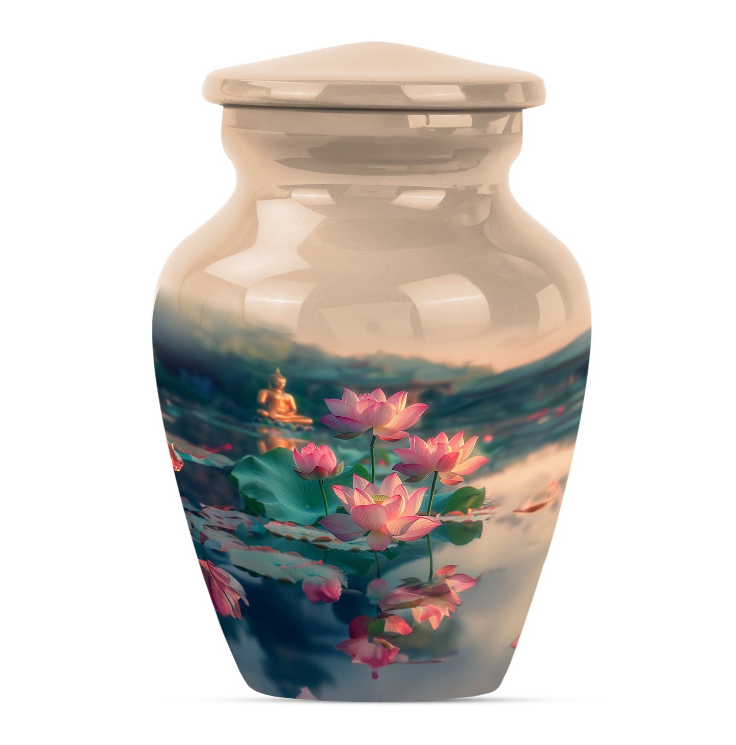 10 inch Classic Lotus Urn made from Aluminium.