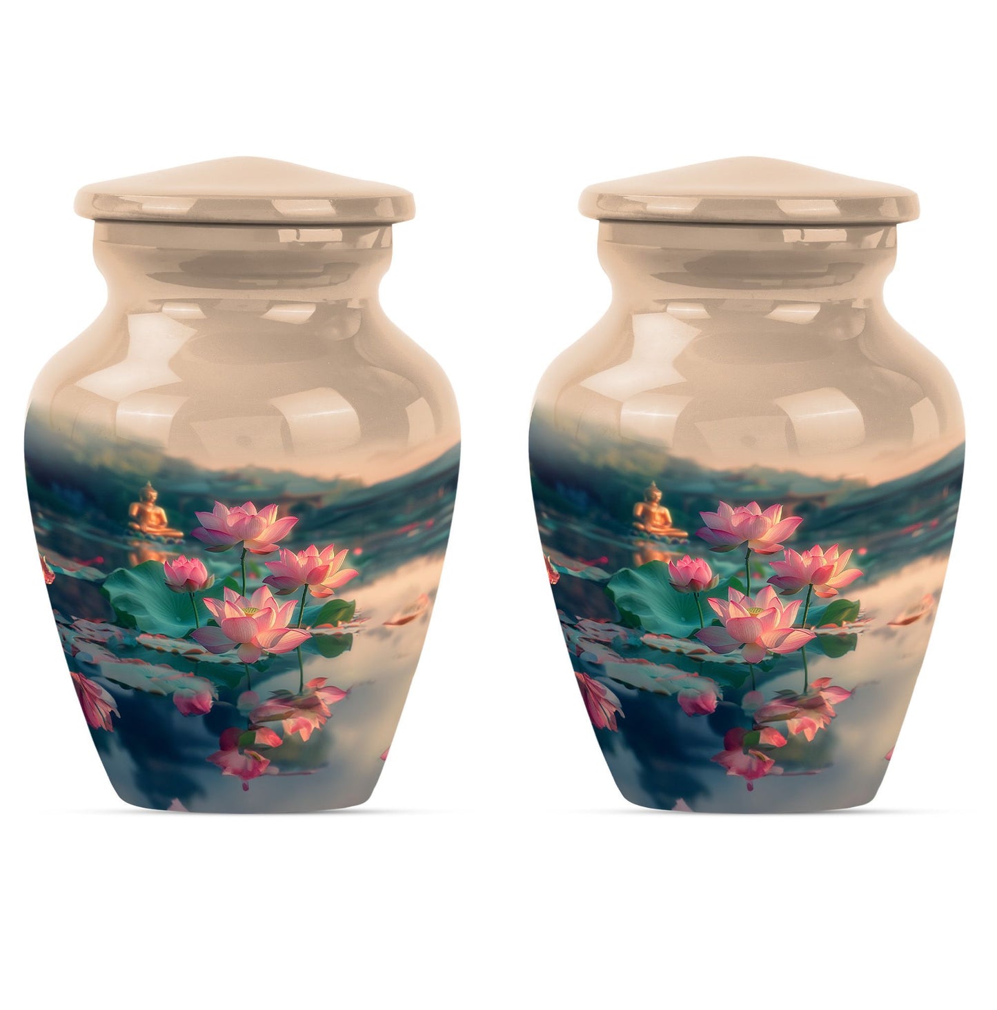 10 inch Classic Lotus Urn made from Aluminium.