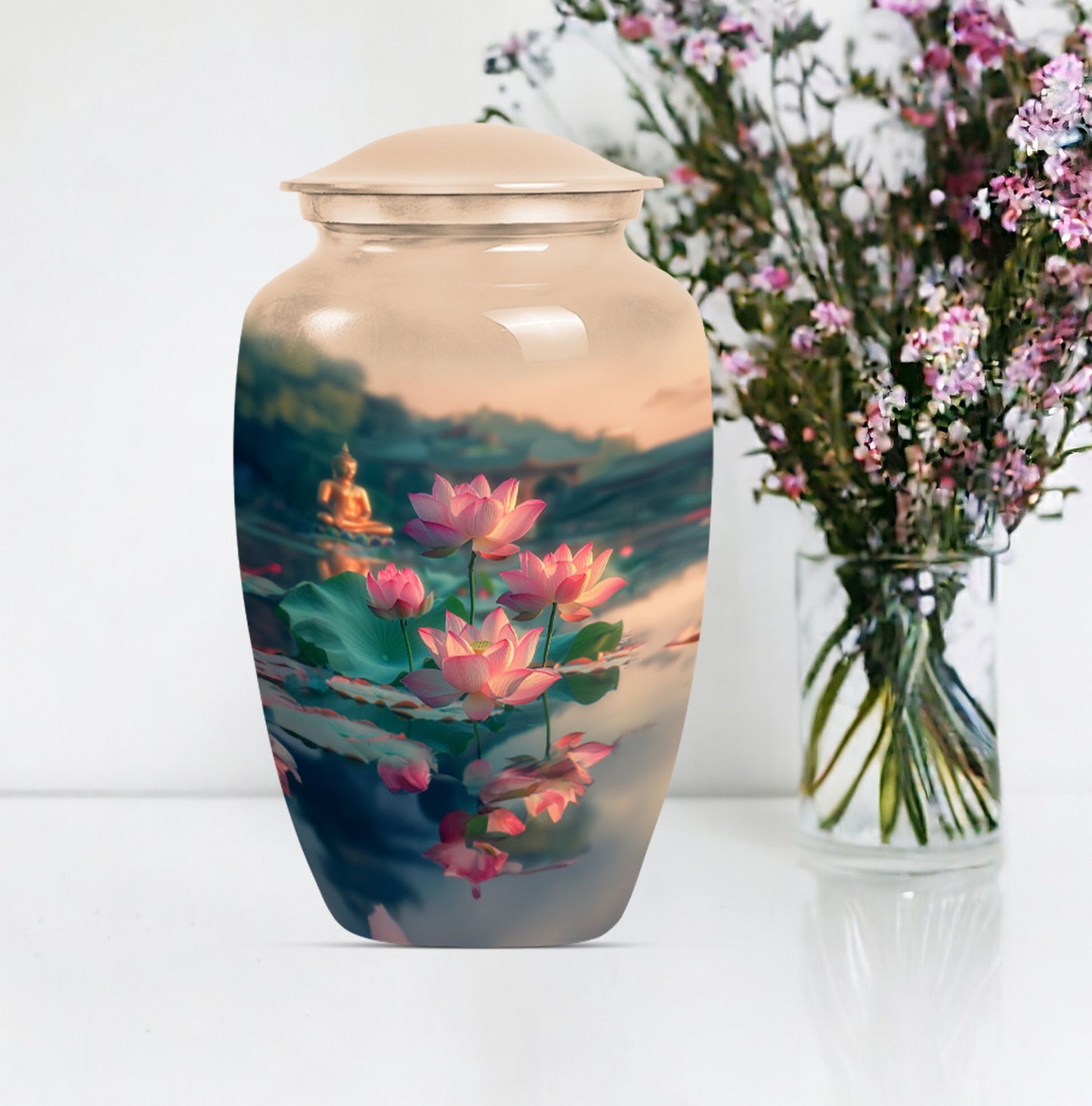 10 inch Classic Lotus Urn made from Aluminium.