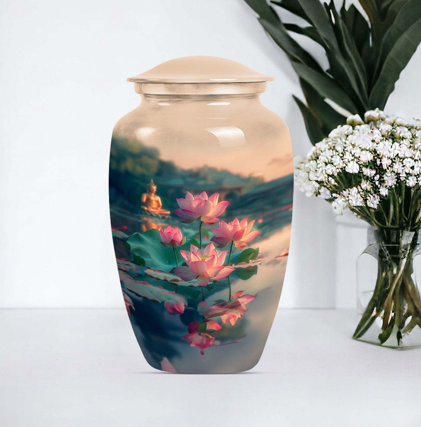 10 inch Classic Lotus Urn made from Aluminium.