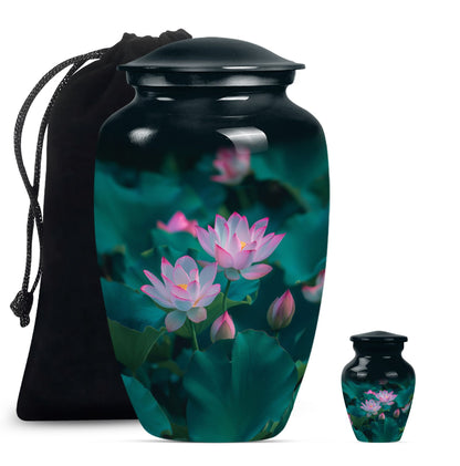 Personalized Flower Cremation Urn for Human Ashes - 10-inch, 200 cu in - Yatskia