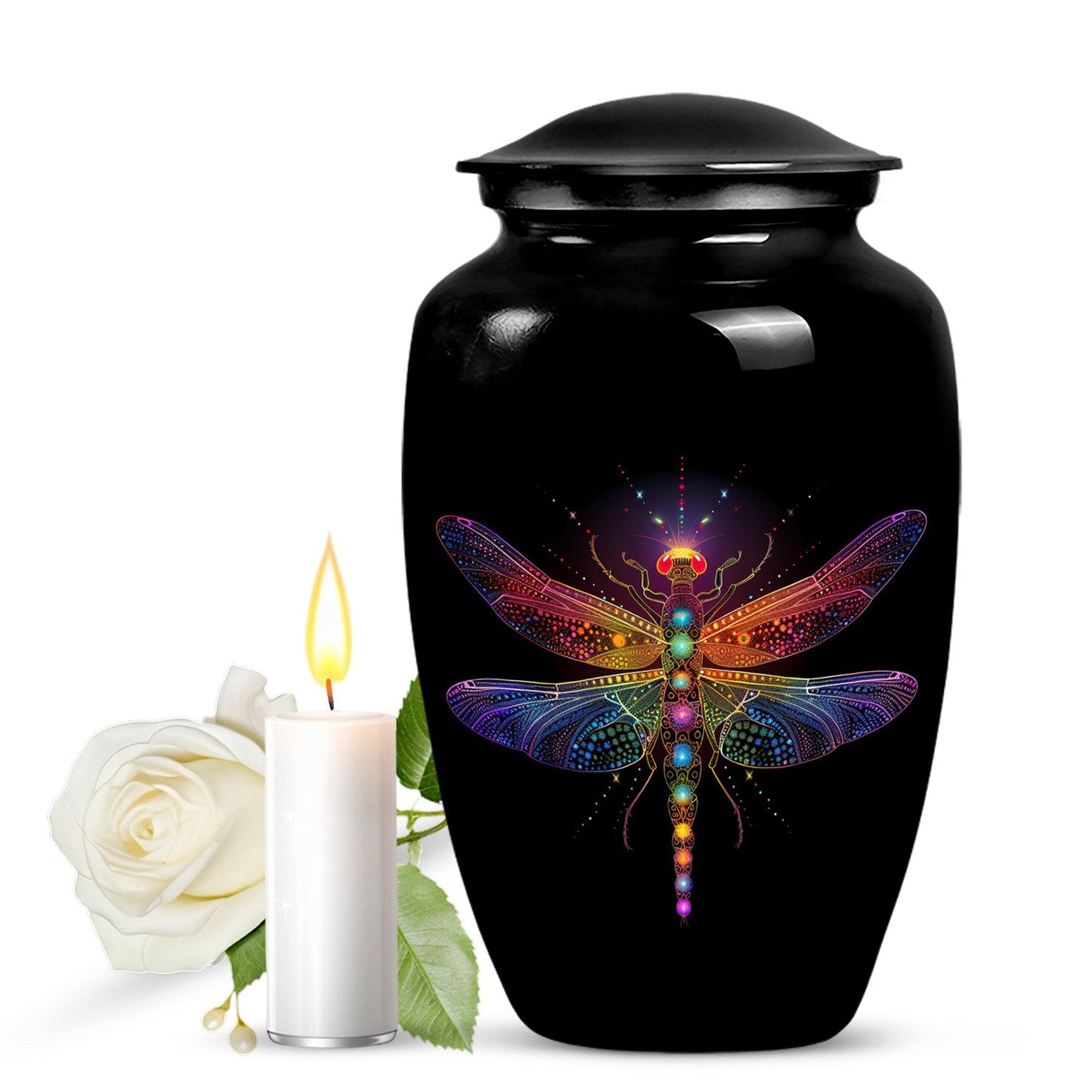 Personalized Dragonfly Cremation Urn for Men & Women - 10-inch, 200 cu in - Yatskia