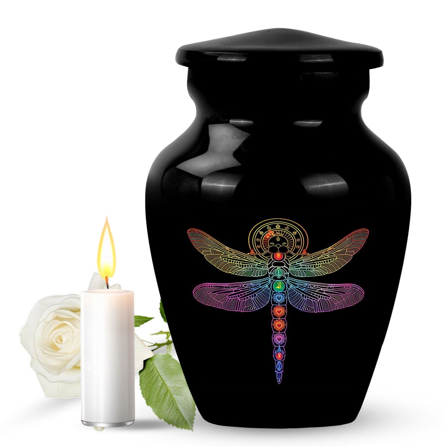 Personalized Dragonfly Memorial Urn for Men - 10-inch, 200 cu in - Yatskia