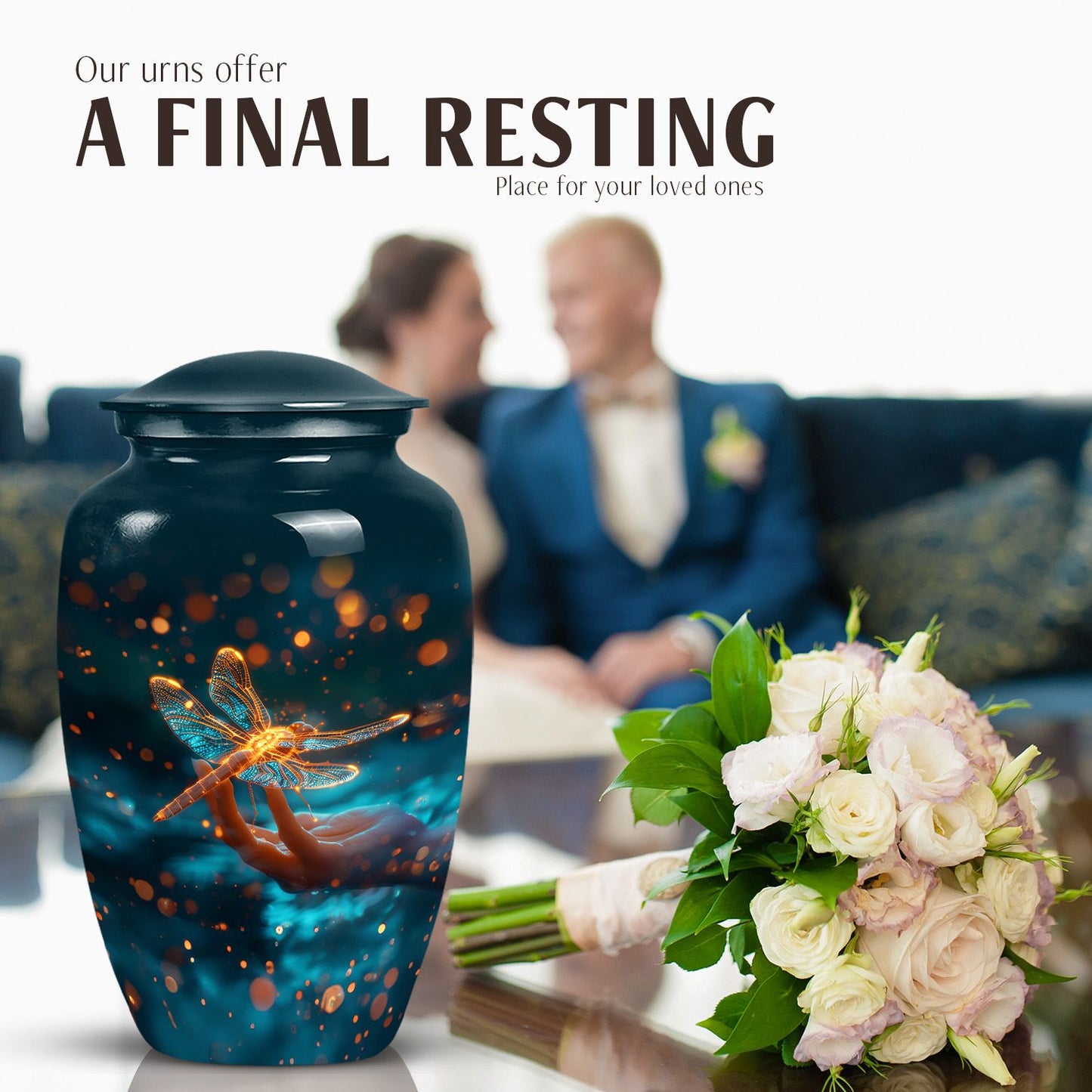 Classic 10 Inch Cosmic Dragonfly Urn.