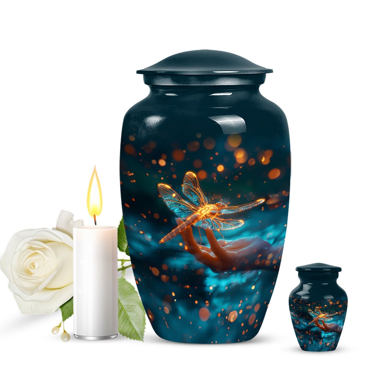 Personalized Dragonfly Cremation Urn for Human Ashes - 10-inch, 200 cu in - Yatskia