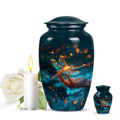 Personalized Dragonfly Cremation Urn for Human Ashes - 10-inch, 200 cu in - Yatskia