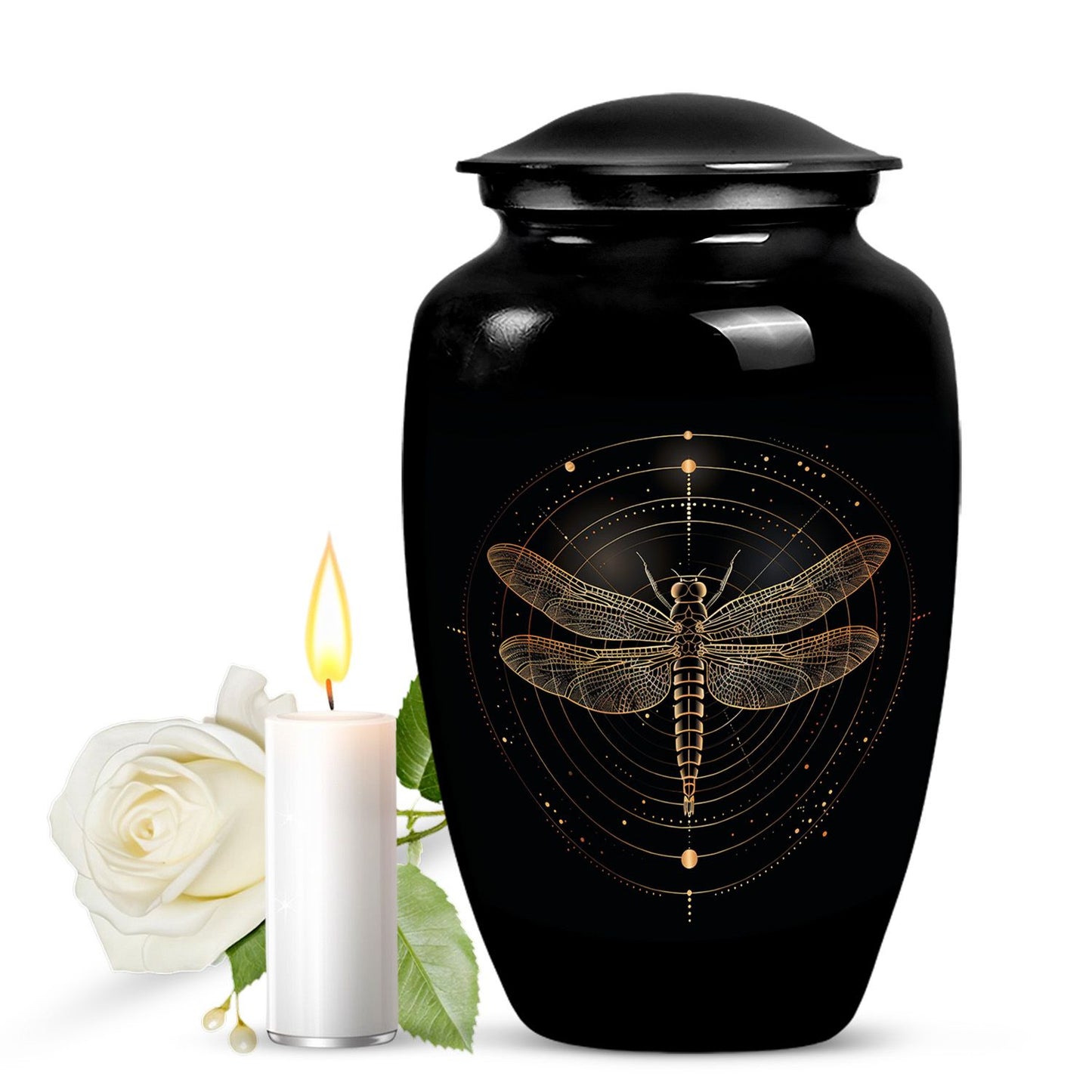 Personalized Dragonfly Cremation Urn for Human Ashes - 10-inch, 200 cu in - Yatskia