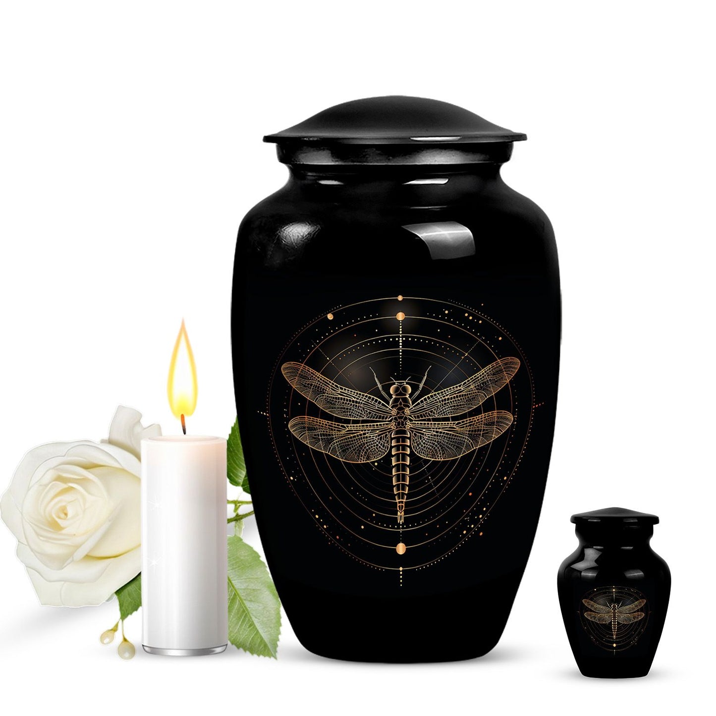Personalized Dragonfly Cremation Urn for Human Ashes - 10-inch, 200 cu in - Yatskia