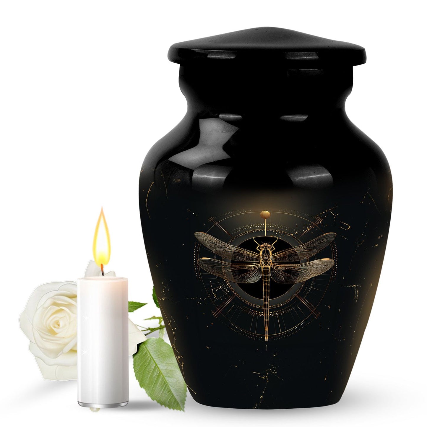 Personalized Dragonfly Cremation Urn for Human Ashes - 10-inch, 200 cu in - Yatskia