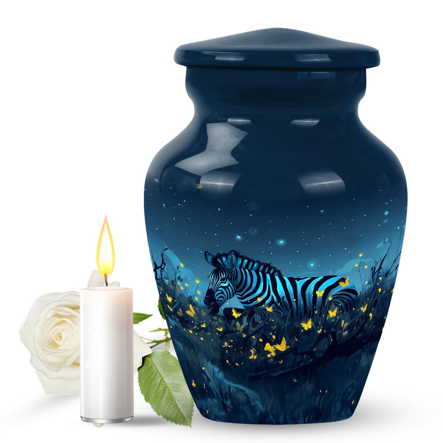 Personalized Zebra Cremation Urn for Human Ashes - 10-inch, 200 cu in - Yatskia