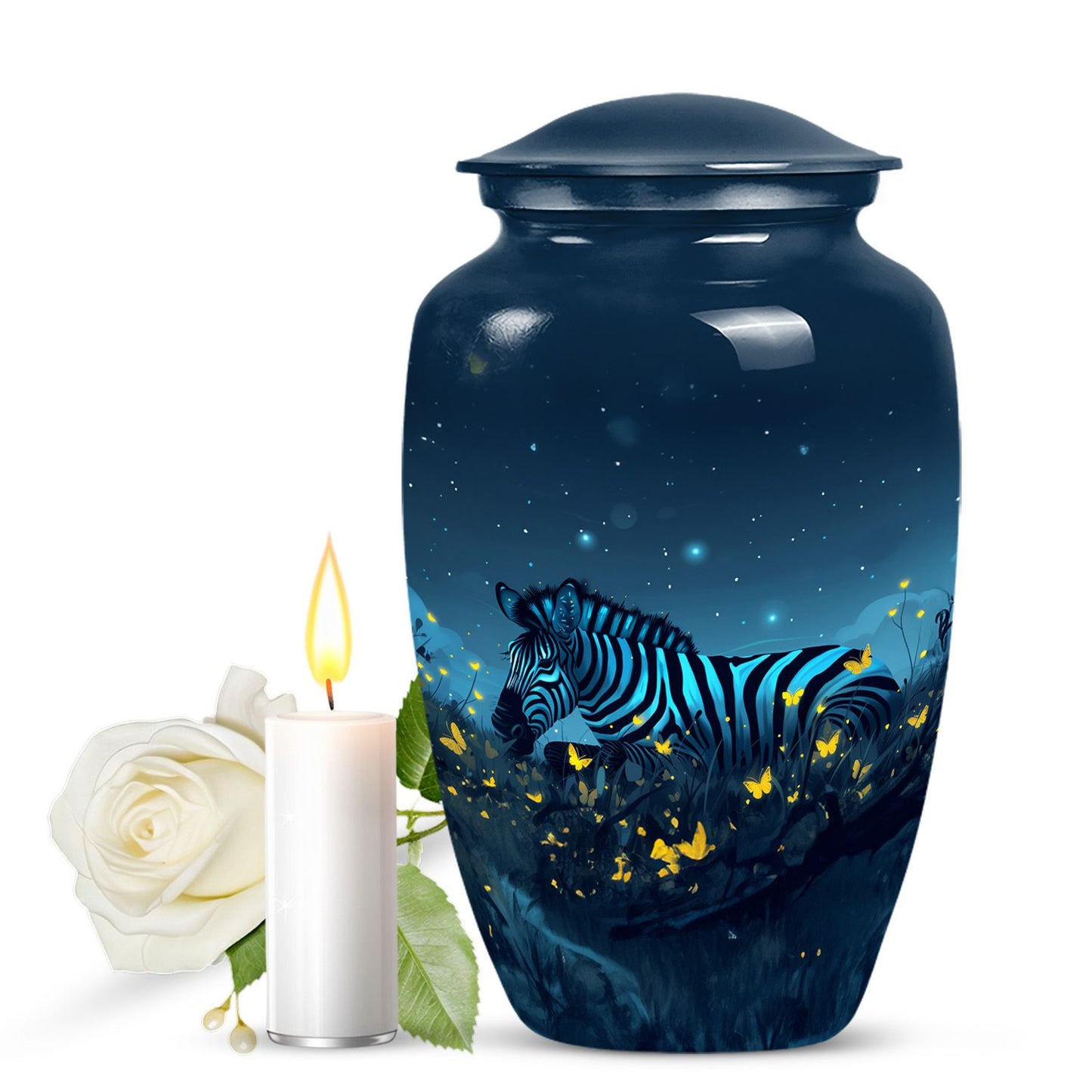Personalized Zebra Cremation Urn for Human Ashes - 10-inch, 200 cu in - Yatskia