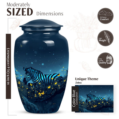 10-inch Classic zebra memorial large urn for human ashes
